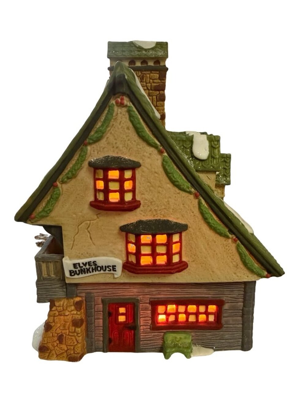 Department 56 North Pole Series Elf Bunkhouse Lighted Village House 1990
